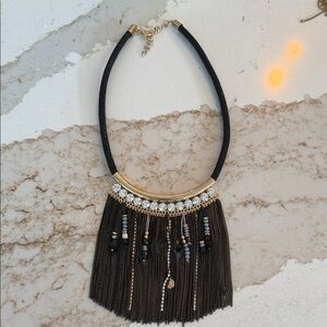 Park Lane Black and Gold Fringe Necklace
